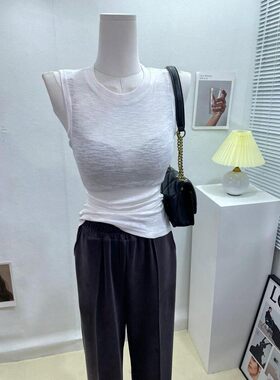 无袖t恤上衣女士外穿2026夏季新款韩版修身百搭纯色小背心打底衫