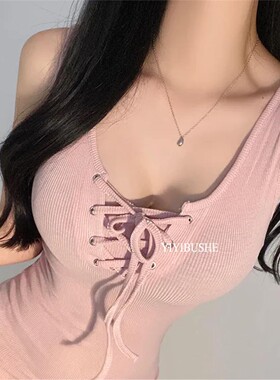 ZK253温柔女人味~超显身材系带包臀吊带连衣裙