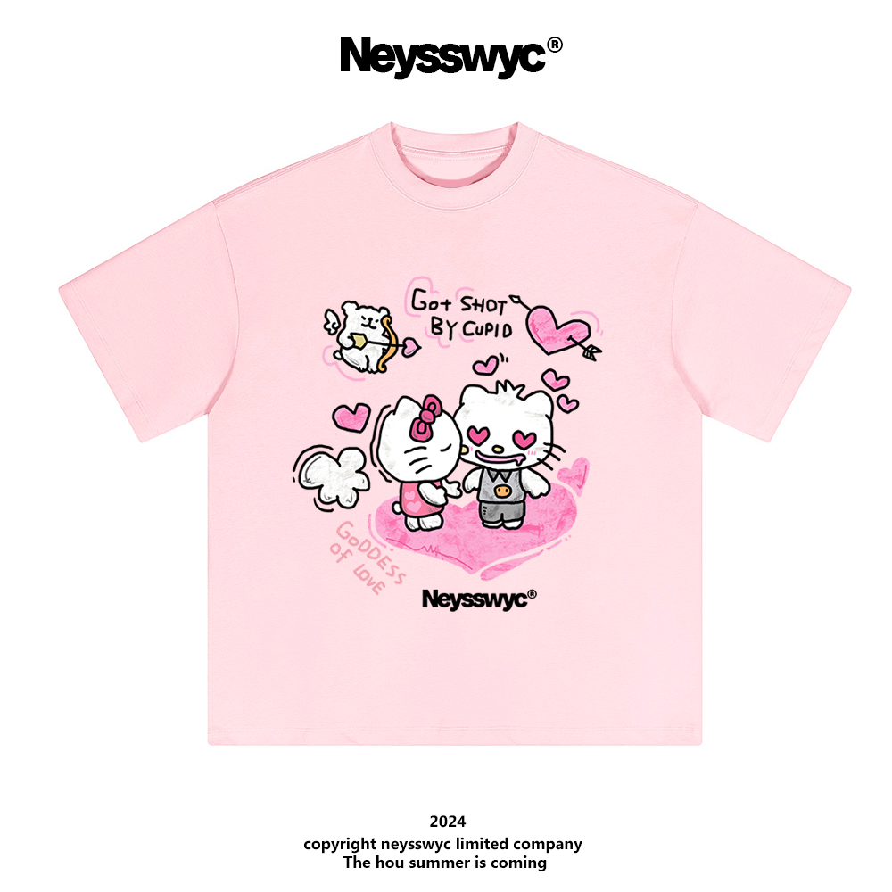 NEYSSWYC 【亲脸颊】短袖T恤纯色圆领宽松百搭宽松情侣夏季棉彩色