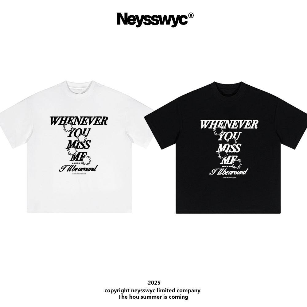 NEYSSWYC 【击中】重磅黑白宽松百搭夏涂鸦T恤情侣女款时尚