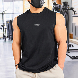 撸铁狼运动罩衫 坎肩男生夏 专业健身背心纯棉透气吸汗肌肉训练无袖