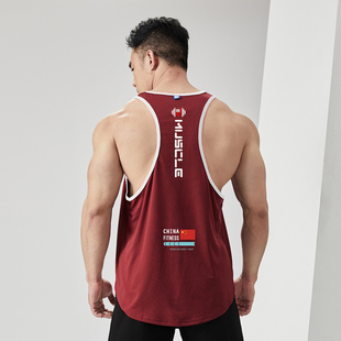 撸铁狼运动背心潮牌工字印花宽松无袖 速干夏 坎肩健身衣服跑步汗衫