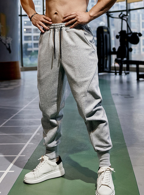 撸铁狼灰色卫裤男健身运动长裤束脚收口运动宽松休闲训练九分卫裤