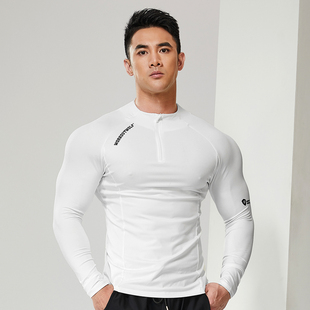 撸铁狼运动紧身上衣男长袖 T恤秋速干健身服弹力透气跑步肌肉训练