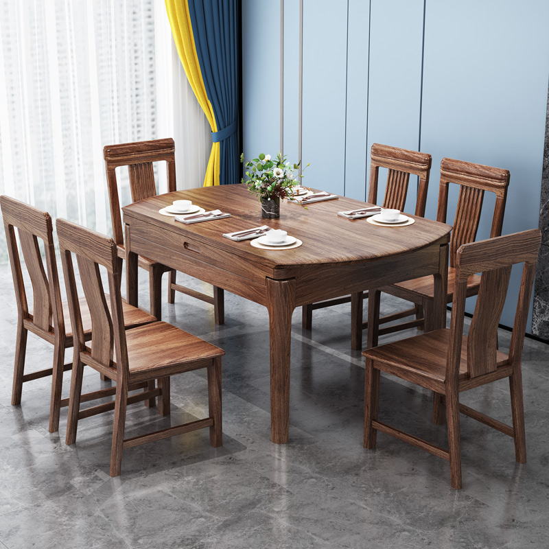 方圆两用餐桌椅方圆圆形轻奢木
