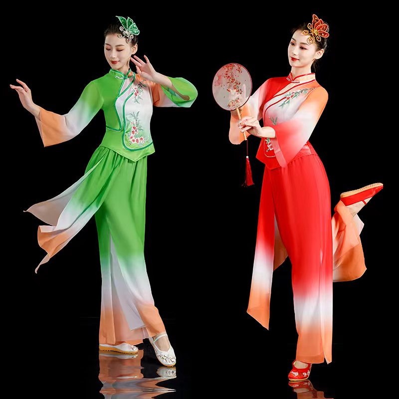 新款古典舞蹈服表演服伞舞广场舞演出服民族扇子舞秧歌中国风套装