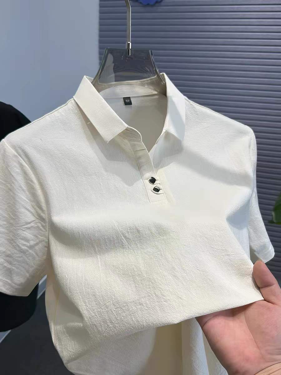 新中式盘扣棉麻polo衫男士短袖夏季纯色薄款透气翻领t恤半袖上衣
