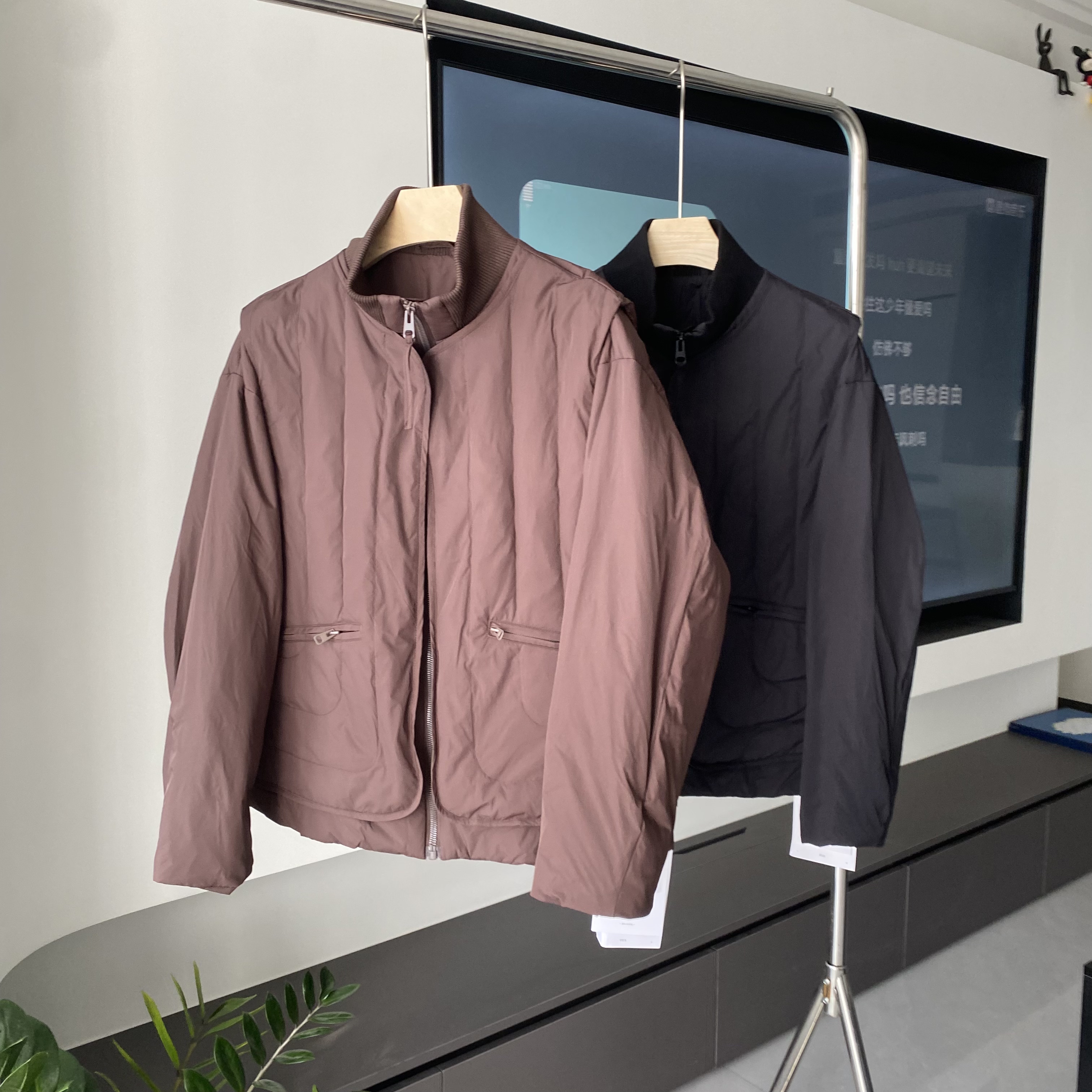 日系复古轻薄冬季韩版立领假两件羽绒服男士潮牌90绒休闲保暖外套