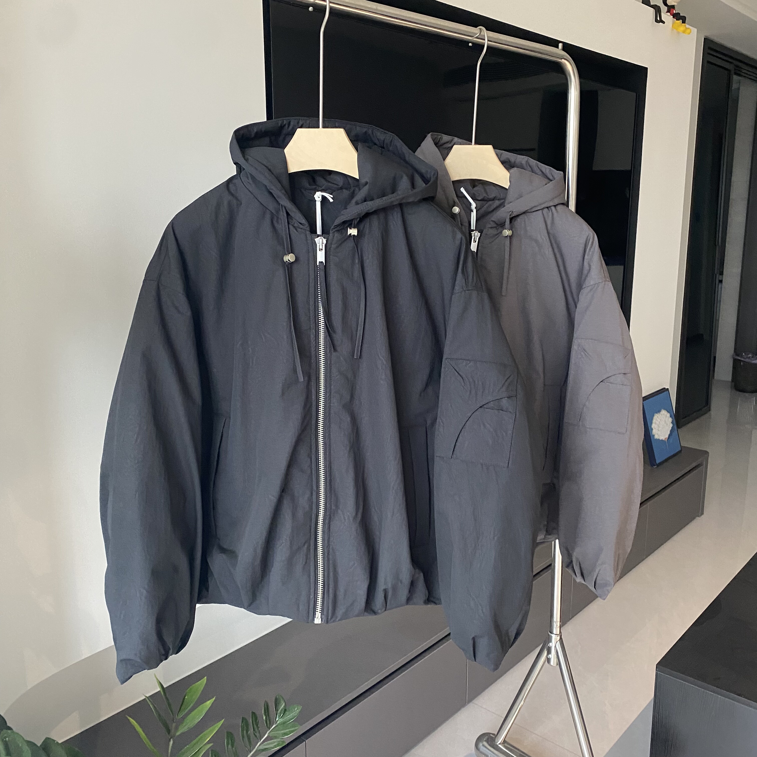 美式复古休闲连帽羽绒服男冬季国标90白鸭绒纯色宽松保暖夹克外套