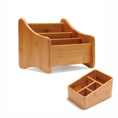 遥控器收纳盒竹质客厅茶几办公桌台面创意多功能化妆品整理储物箱