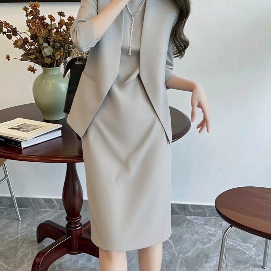 高端职业套装女西装连衣裙两件套裙装时尚气质女神范正式场合西服