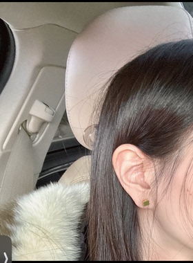 和田玉碧玉四叶草银镶嵌s925耳钉苹果绿阳绿百搭时尚简约大牌女款