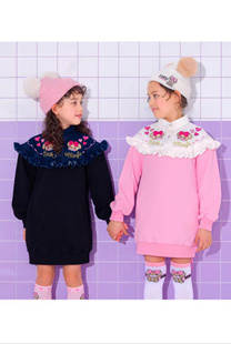 【现货】EarthMagic  长款卫衣 前后金丝刺绣 黑粉双色