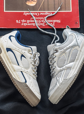 原创设计感小众厚底面包鞋男2025春季新款百搭chic网面板鞋德训鞋