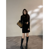 冬季 新款 修身 大婷婷 设计感烫钻蝴蝶长袖 打底百搭连衣裙DT1850