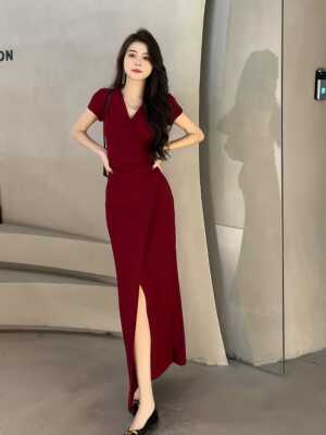 夏季气质新款显瘦开叉包臀优雅