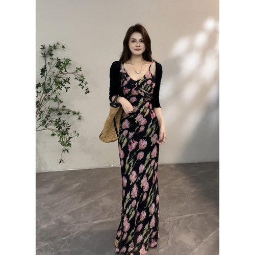 大婷婷 夏季新款碎花裙显瘦气质法式连衣裙时尚吊带裙子DT1912