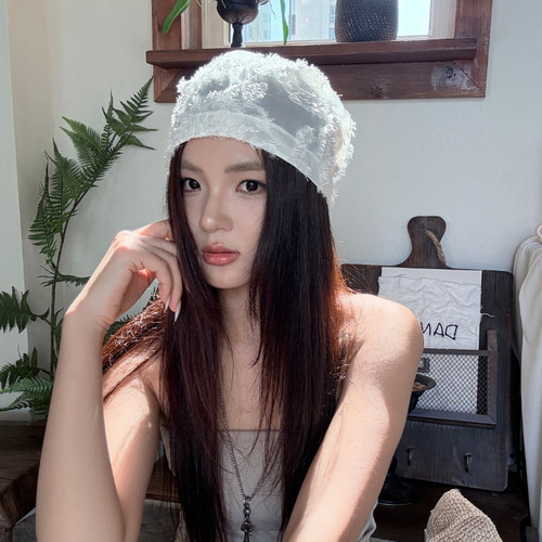 夏季轻薄透气蕾丝堆堆帽显脸小