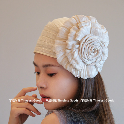 法式复古大花显脸小女包头帽