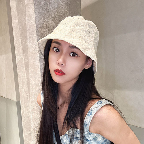小碎花镂空透气防晒纯棉渔夫帽女