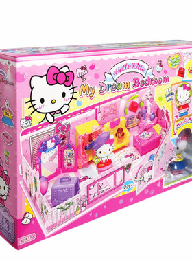 凯蒂猫百变造型梦想房间kt50127女孩过家家玩具家居套装