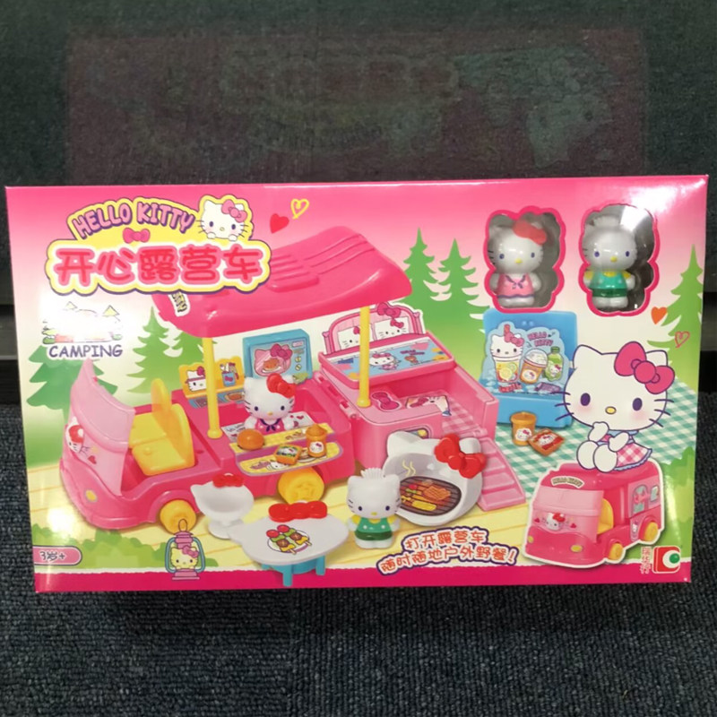 hellokitty凯蒂猫开心露营车户外野营过家家场景汽车女孩娃娃玩具