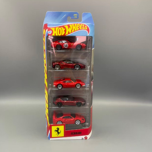 风火轮HOTWHEELS新款五连包法拉利赛车合金汽车收藏模型玩具JIL12