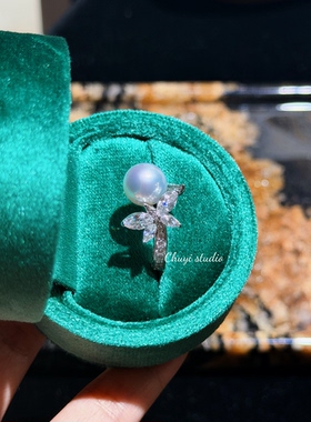 初翊｜实拍｜天然海水珍珠蝴蝶珍珠戒指｜女｜S925银