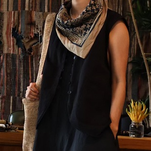 75cm 优雅百搭 阿耷原创 复古文艺小众丝绵混纺方巾