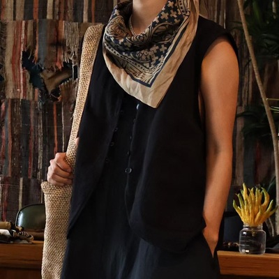 阿耷原创 （+）复古文艺小众丝绵混纺方巾 优雅百搭 75cm