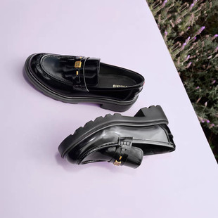 商场同款2026新款秋叶伯爵英伦风乐福鞋增高一脚蹬小皮鞋女EGB60