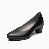 撤柜女鞋 230203 粗跟舒适真皮通勤职业工作单鞋 2025新款 清仓断码