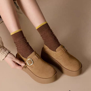 秋冬乐福单鞋 千层可颂厚底全半包勃肯拖25新款 子E4S1 女鞋 商场同款