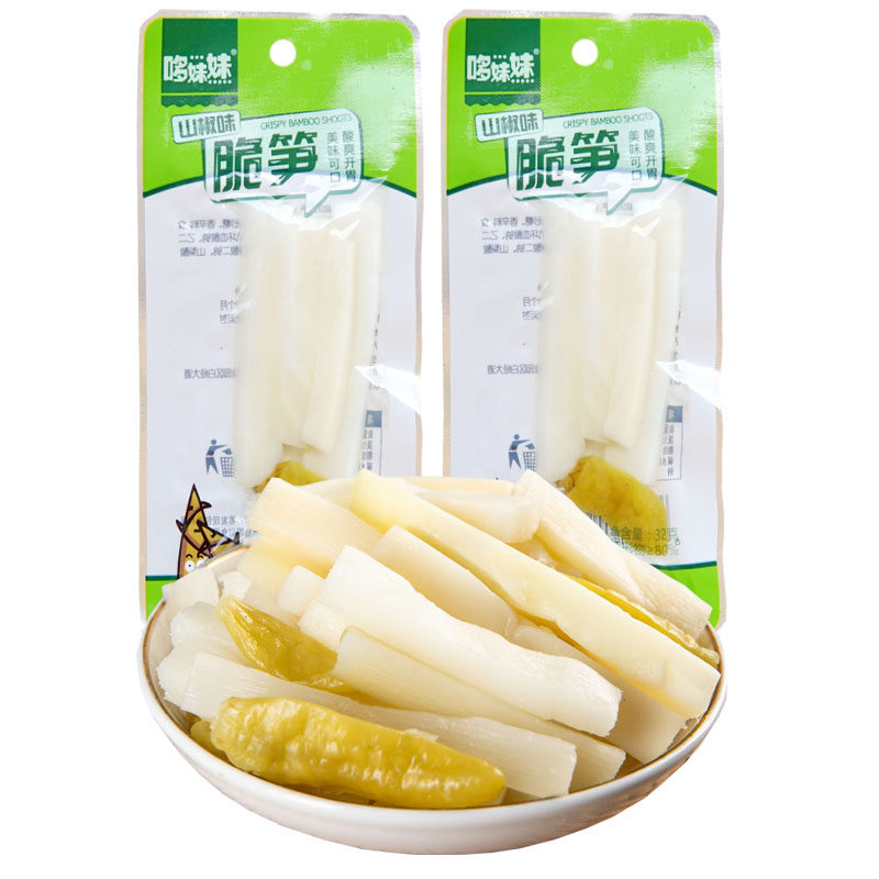 哆妹妹 脆笋30包/盒 即食山椒味竹笋嫩笋笋尖笋片网红零食下饭菜