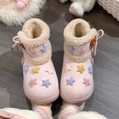 回力星星雪地靴女2025爆款 毛毛女鞋 冬季 加绒防水防滑保暖学生棉鞋