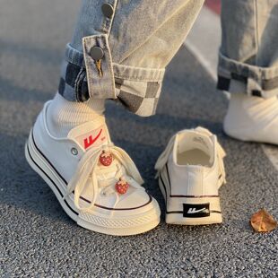 回力女鞋原创草莓熊帆布鞋女2025春季新款小众百搭日系厚底小白鞋