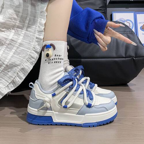 回力白蓝克莱因蓝拼色厚底增高