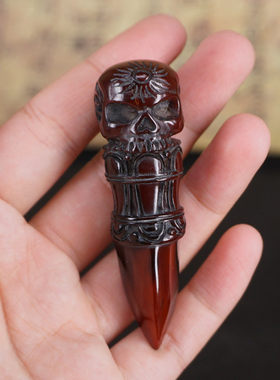 牦牛角手把件降魔法器古玩