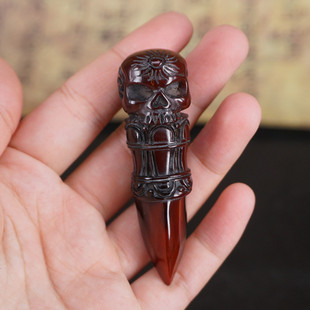 牦牛角手把件吊坠降魔杵法器角雕古玩文玩收藏真品吊饰