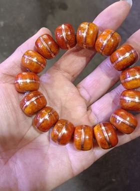 老牦牛骨藏式桶珠手串镶嵌男士手链念珠盘玩佛珠