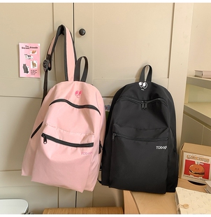 日系书包轻度少女简约轻便大容量纯色双肩包尼龙防水学生ins超火