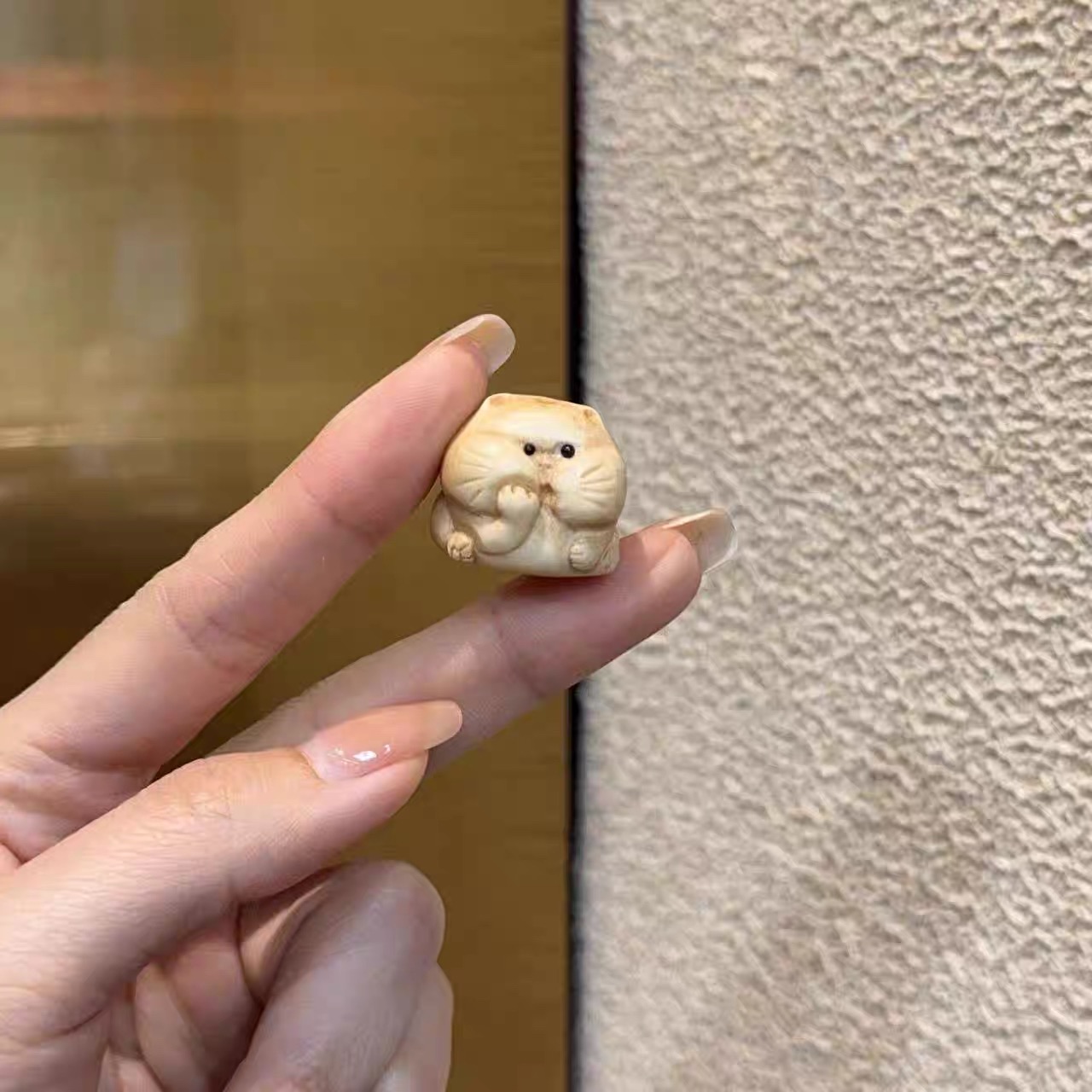 鹿角根付沉思猫diy配件手工文玩编织手绳项链手链手串配件配饰