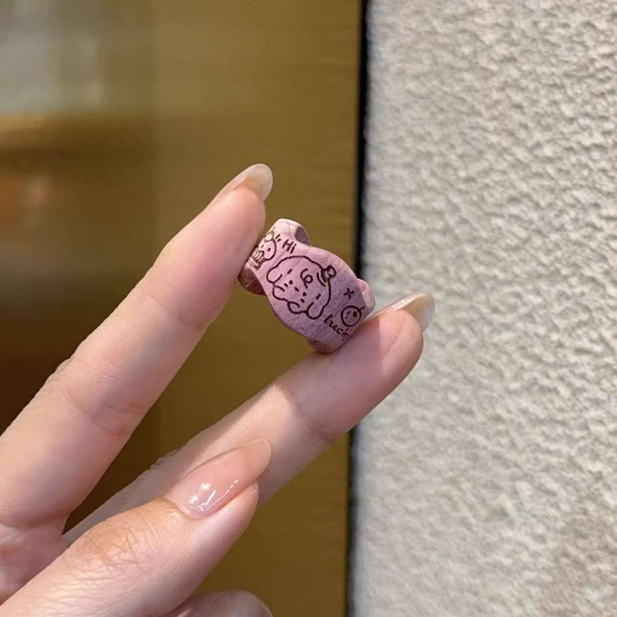 血柏木雕刻可爱动物跑环卡环隔珠圈隔珠文玩手串配饰