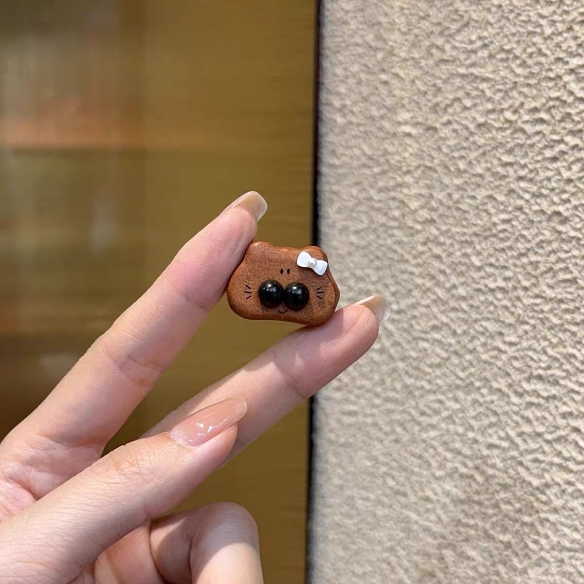 桃木蝴蝶结猫咪diy配件手工编织手绳手链项链挂件手串文玩配饰品