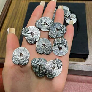 精品三七银山鬼花钱双连环配件手工diy文玩时尚配饰佛珠饰品