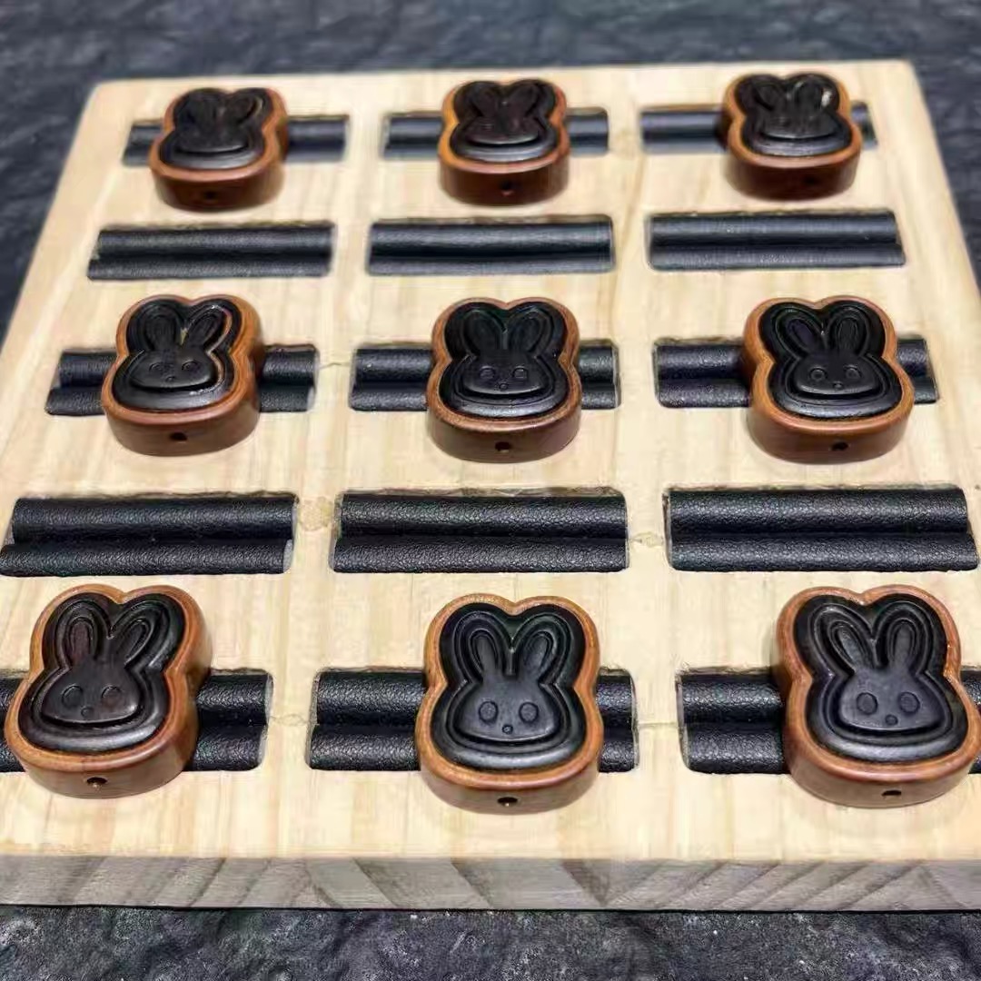 金丝檀木镶嵌黑檀木兔子饼干通孔配件diy手链串珠文玩手串配饰