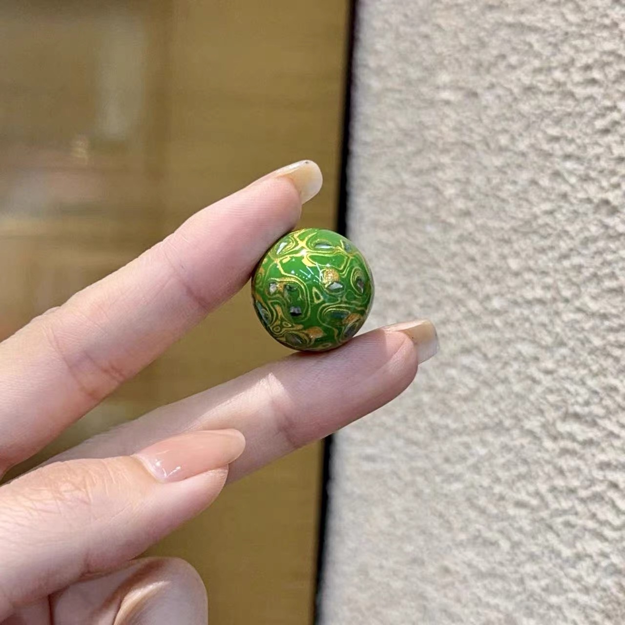 镙钿大漆绿色配件配饰散珠子 diy手链项链大漆珠子