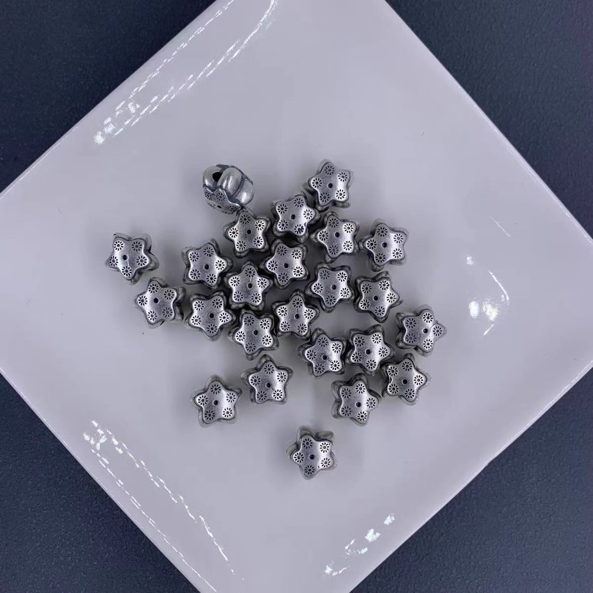 DIY精工三七银五角星隔珠配件手工文玩配饰佛珠手串原创配珠