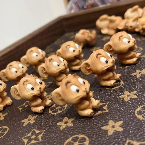 精工鹿角根付杰瑞小老鼠通孔配件diy手工编绳手绳挂件手链配饰