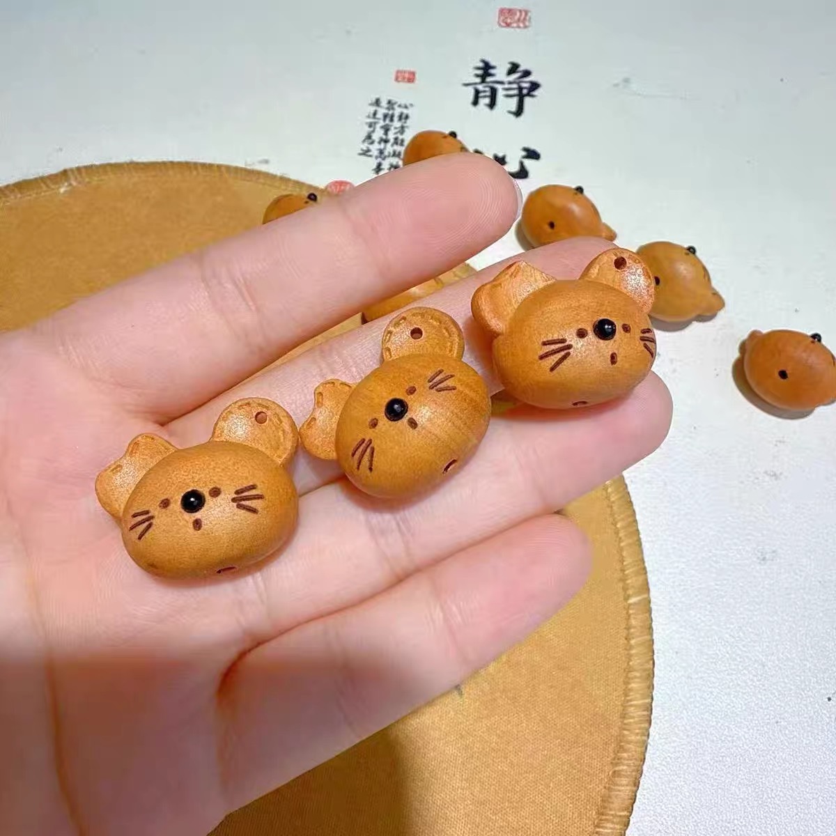 桃木小老鼠diy屁桃配饰卷卷酥配饰手串手持配饰文玩配饰